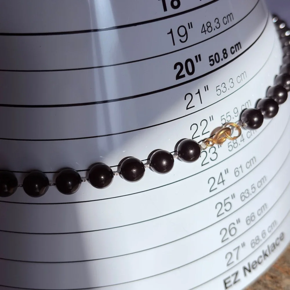 Necklace Black Faux Pearl Knotted Strand 22 Inch‎ Classic Elegant Beaded Jewelry